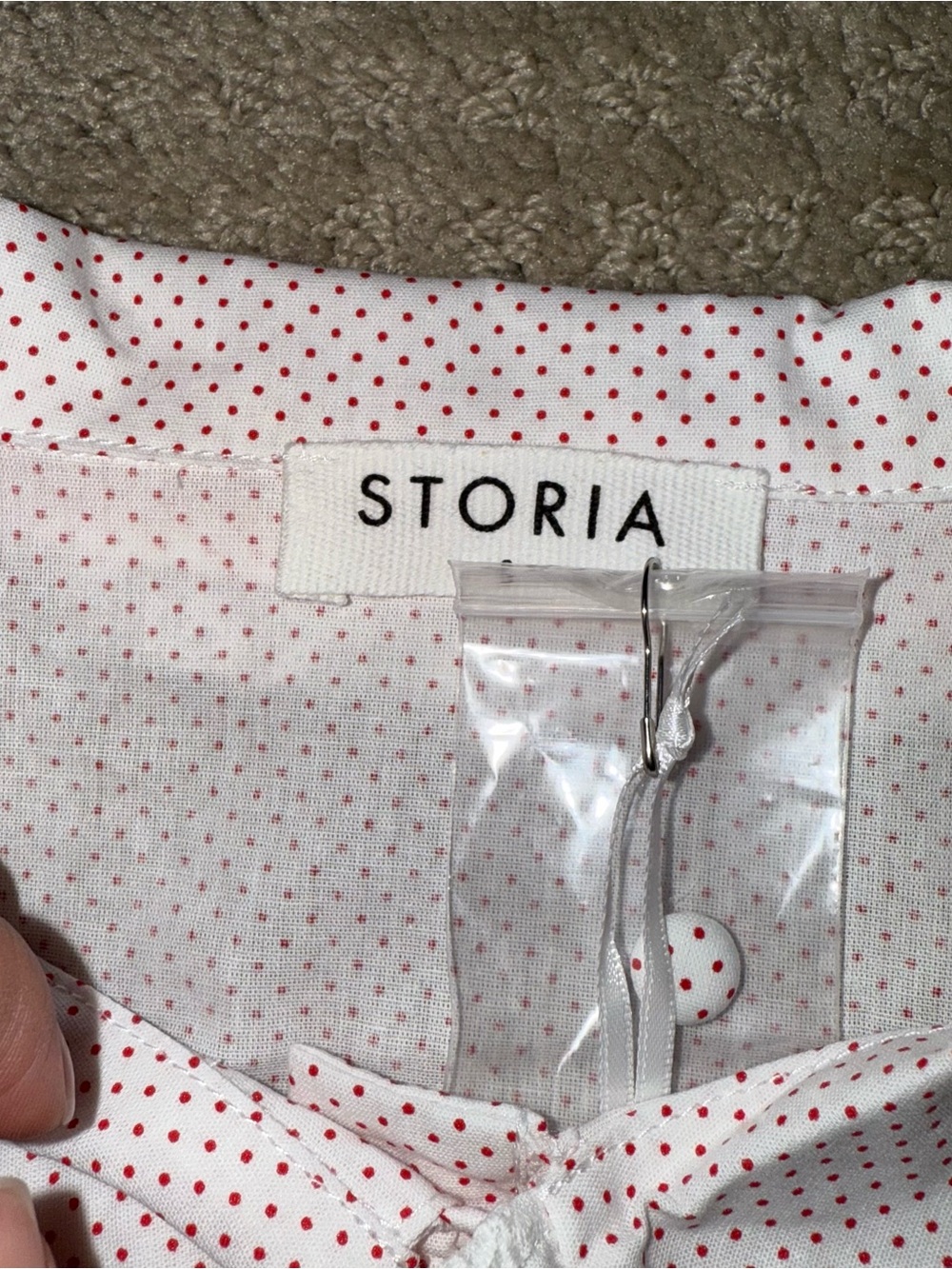 NWT Boutique Storia White & Red Polka Dot Blouse Top Size Small - Picture 11 of 15